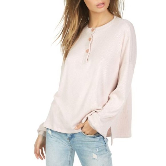 MICHAEL LAUREN Barrington Drop Shoulder Henley in Pink - Small - Picture 3 of 3